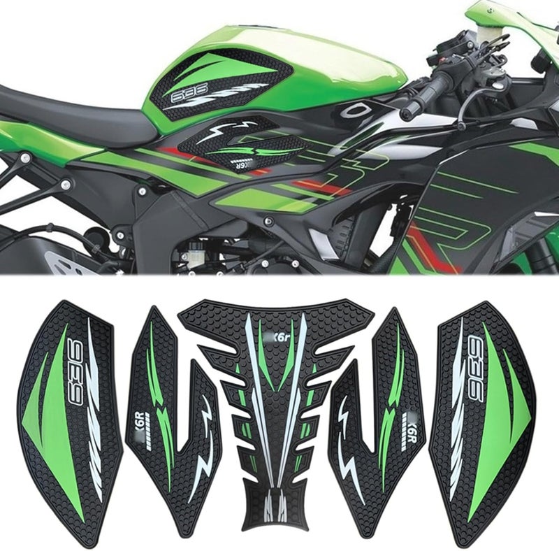 VORILES for Ninja ZX6R ZX 6R ZX-636 Ninja zx6r zx636 2013-2023 2024 2025 Side Decals Motorcycle Anti Slip Tank Pad Stickers ZX6R Accessories zx6r Tank pad Tank Grip Tank Stickers（Green） - Image 1